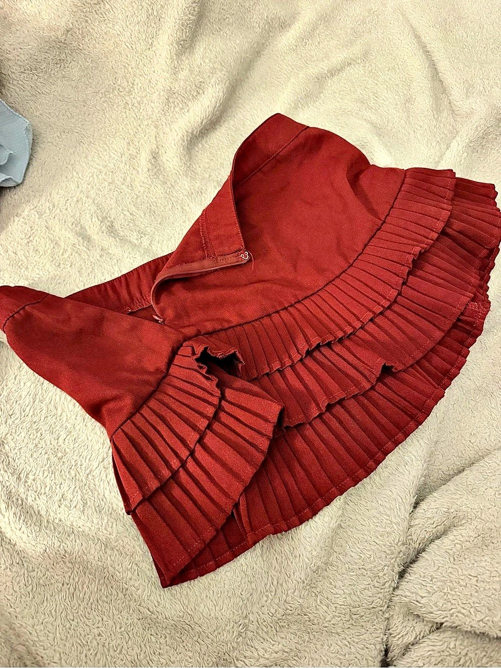 Fashion Nova Pleated Ruffle Mini Skirt in Red Size Small Like New